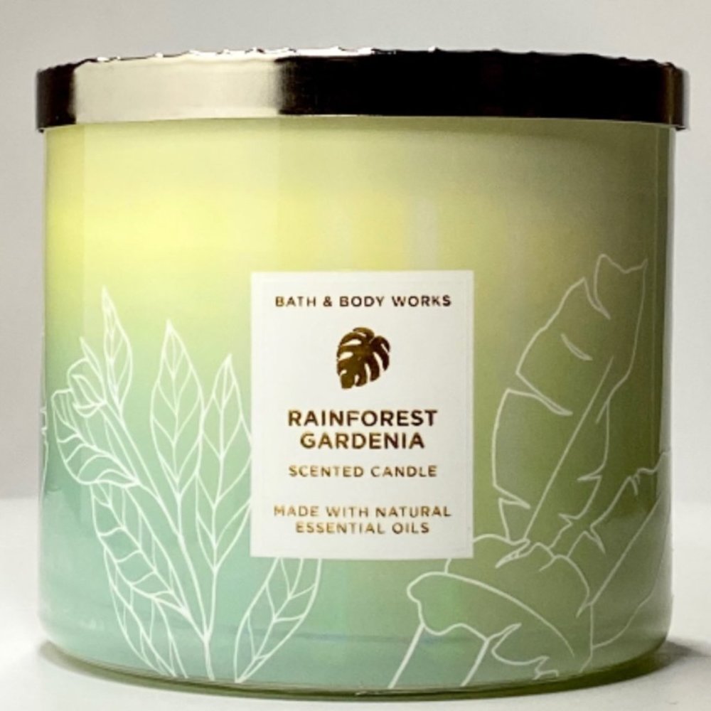 NIB NEW Bath and Body Works Rainforest Gardenia 3 wick Candle